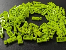 Lego x100 New Lime Plate Modified 1 x 2 with Clip on End Horizontal Grip # 63868