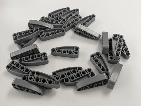 LEGO x26 Technic ‘L’ Liftarm w/ Ellipse, 2 x 5 - Dark Bluish Gray - New - 80286