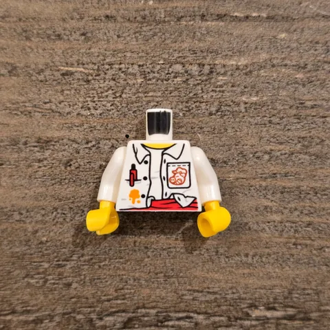 LEGO - Minifig, Torso Unbuttoned White Shirt w/ Pigsy Logo on Pocket & Back 