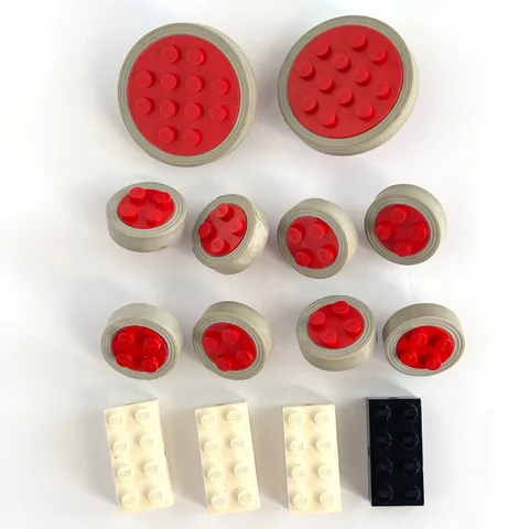 LEGO Vintage Small & Large GRAY Tires RARE wheel axles assembly - sets 1963-77