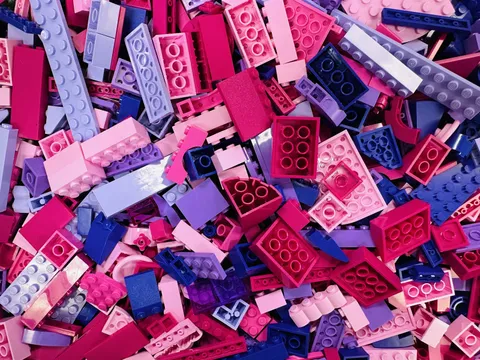 Lot Of 10 Oz Lego Random Pink Purple Parts Pieces Bricks