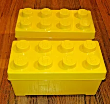 2  LEGO Storage Brick  8 Studs  Storage Box Containers w/ Lids - Yellow - Empty