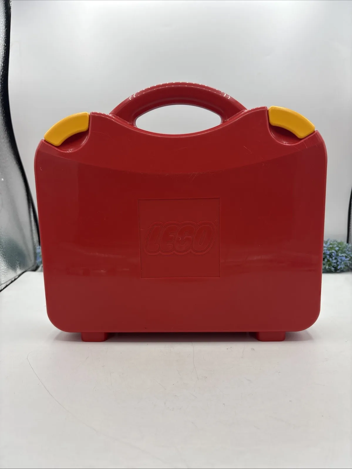 LEGO Red Hard Plastic Carrying Carry Case Storage Box w/Handle (No Dividers)