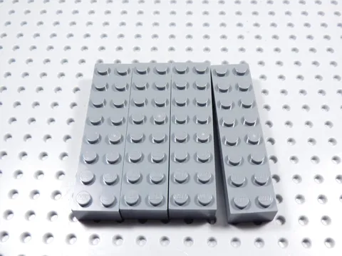 LEGO Lot of 4 Dark Bluish Gray 2x8 Bricks BE
