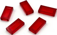 Lego 5 New Trans-Red Transparent Tiles Flat Smooth 1 x 2 Parts