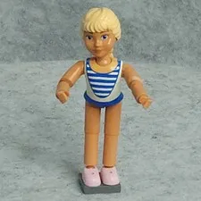 LEGO Minifigure belvfemale44 Laura 1998 White Blue Swimsuit Long Hair Articulate