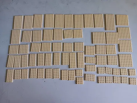 LEGO BULK LOT 68 TAN FLAT PLATES 4X4 4X6 4X8 4X10 6X6 6X8 6X10 6X12 8X8