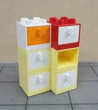 Lego Duplo Item Nightstand/Storage Drawer (6) White Red Yellow Orange