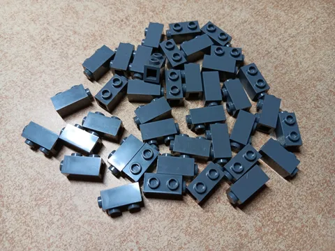 LEGO LOT OF 40 DARK BLUISH GRAY 1 X 1 X 1 2/3 BRICKS STUDS ON SIDE #32952