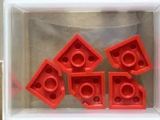 LEGO Parts - Red Wedge, Plate 2 x 2 Cut Corner - No 26601 - QTY 5