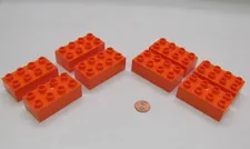 Lego Duplo Block Dark Orange 2X4 Brick 8 Blocks Lot House Town Building
