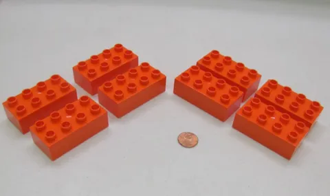 Lego Duplo Block Dark Orange 2X4 Brick 8 Blocks Lot House Town Building