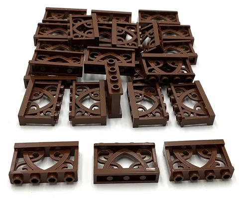 Lego 20 New Reddish Brown Fences 1 x 4 x 2 Ornamental with 4 Studs Parts