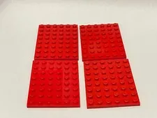 Lego 3036 8 x 6 Baseplate Red Replacement Add-on Pieces Parts Lot of 4