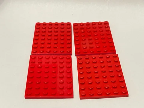 Lego 3036 8 x 6 Baseplate Red Replacement Add-on Pieces Parts Lot of 4