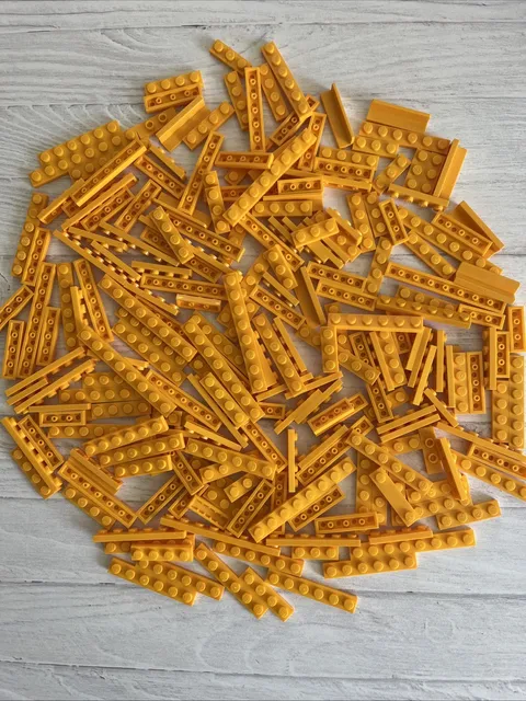 LEGO BRIGHT LIGHT ORANGE LOT 215 PCS 1X8 1X6 1X4 1X3 PLATE VARIETY