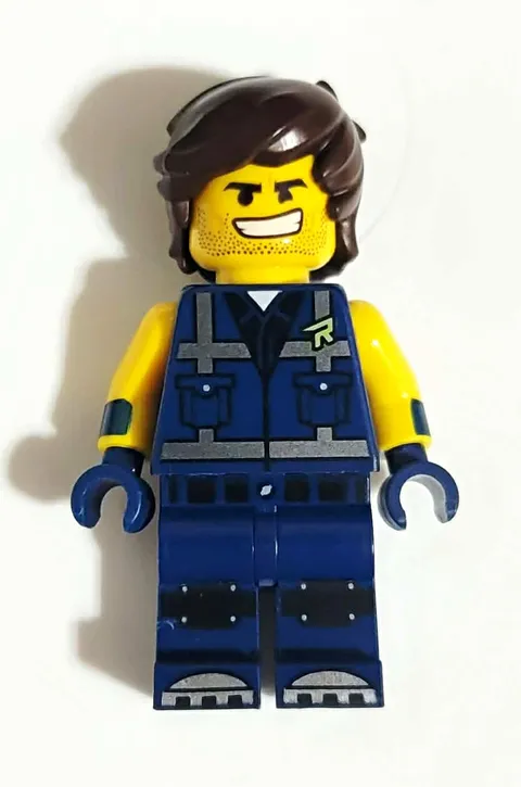 LEGO Minifigure Dark Blue Outfit Smiling Face Brown Hair Plastic