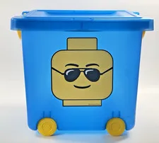 Lego Blue Wheeled Storage Bin Tub Stacking Organizer 21.5qt with Lid USA