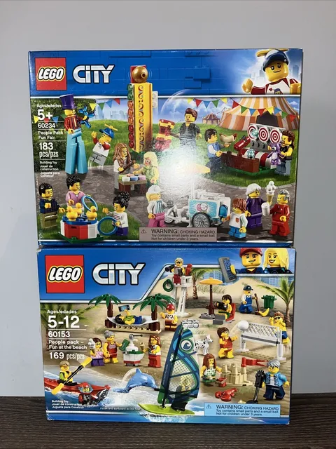 LEGO CITY People Packs Lot: Fun at the Beach 60153 + Fun Fair 60234 New Sealed