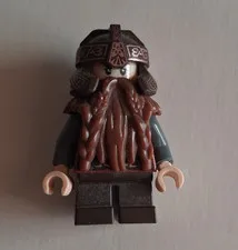 LEGO GIMLI Lotr Warrior Minifigure w/ Helmet, Interchangeable Heads. No Axe