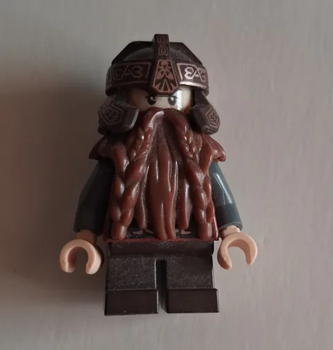 LEGO GIMLI Lotr Warrior Minifigure w/ Helmet, Interchangeable Heads. No Axe