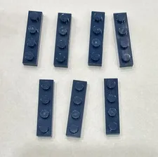 LEGO Lot 7 Pieces 1x4 Plate Part 3710 Solid Studs Dark Blue