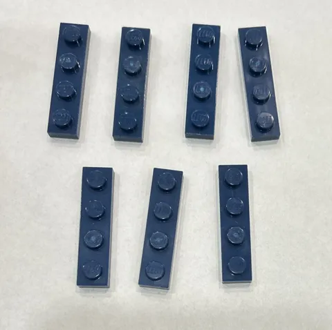 LEGO Lot 7 Pieces 1x4 Plate Part 3710 Solid Studs Dark Blue