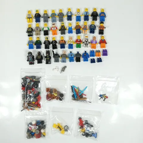 Lego Bulk Lot Minifigures Legs Helmets Hats Hair Accessories Tools Weapons