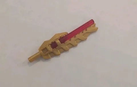 LEGO - Weapon Sword, Serrated with Red Bar - Pearl Gold G2