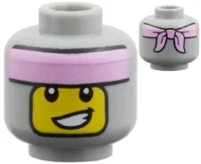 Lego NEW BIONICLE Minifigure HEAD Bluish Gray Pink Headband Balaclava 71052 Part