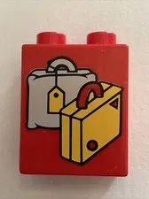 Lego Duplo Red Block Brick Piece Picture Two Suitcases Brief Case Suit Case