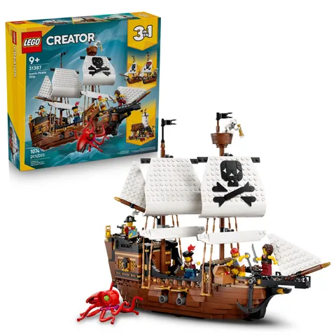 LEGO Creator 3 in 1 Iconic Pirate Ship Toy - Building Set for Boys & Girls, Ages