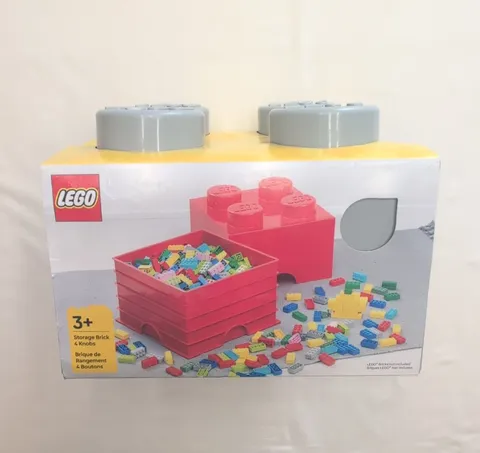 LEGO Stackable Storage Brick 4 Knobs Gray, Compatible for LEGO Bricks 3+
