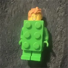 LEGO Minifigure Green Brick Costume with Orange Hair Plastic Figure