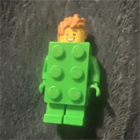 LEGO Minifigure Green Brick Costume with Orange Hair Plastic Figure