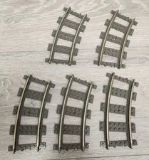 Lego 2867 2867c01 74747 Dark Gray Train Track 9V Curve Curved Lot Of 5 READ