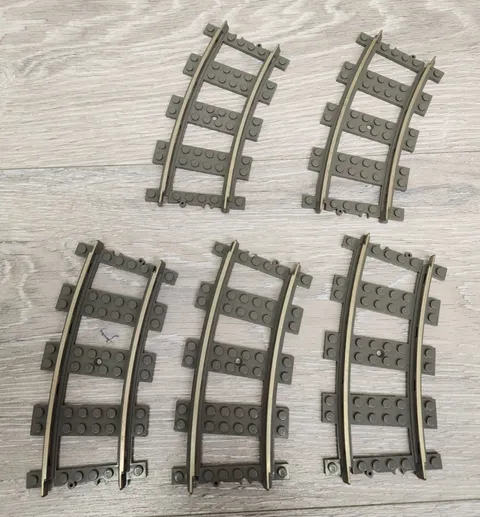 Lego 2867 2867c01 74747 Dark Gray Train Track 9V Curve Curved Lot Of 5 READ