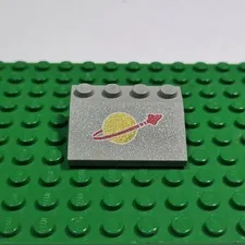 Vintage LEGO 3297p90 Classic Space Logo Slope 33 3x4 Light Gray Genuine Legoland