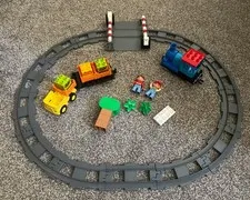 LEGO DUPLO Train Track Truck people LOT  Crossing Gate Set 42 Pieces