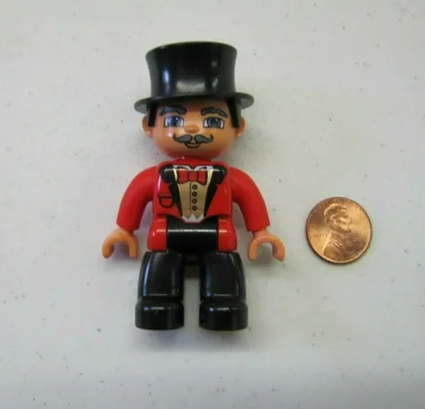 Lego Duplo CIRCUS MASTER MAN Black Top Hat 2.5" Mini Figure Minifig #3 Carnival