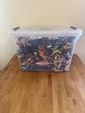 37 Pounds LEGO Pieces From Different Sets. Mini Figs Spread Throughout Bin