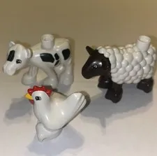 Duplo Lego Cow Sheep and Chicken Set of 3 Farm Replacement Figures