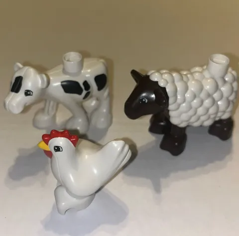 Duplo Lego Cow Sheep and Chicken Set of 3 Farm Replacement Figures
