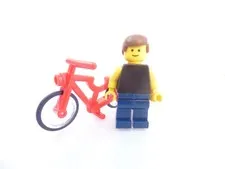 Male Towns Person  with Bicycle LEGO Minifigure No Set