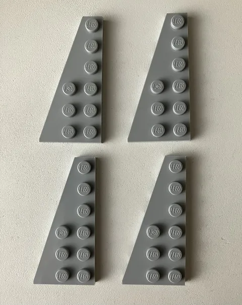 LEGO 4 New Pieces Plate 3x6 w/ Angle/Wedge, Left, LIGHT BLUISH GREY #54384