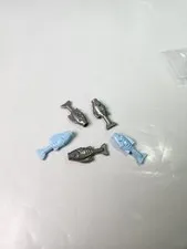 Lego Flat Fish Parts x 5 Flat Silver And Light Blue