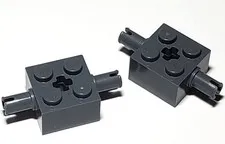 Lot Of 2 Dark Bluish Gray Lego Wheel Axel 2x2 with Pins & Axle Hole 30000 65514