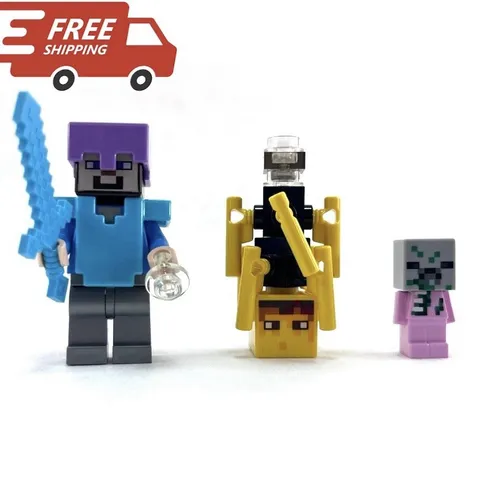 Lego Minecraft X3 Nether Portal Minifigures Steve, Blaze, & Baby Zombie Pigman