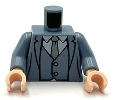 Lego New Dark Bluish Gray Minifigure Torso Suit Jacket w/ 3 Buttons Part