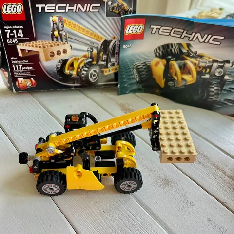 LEGO 8045 TECHNIC Telehandler Motorcycle w/ Sidecar 2in1 Building Set Complete